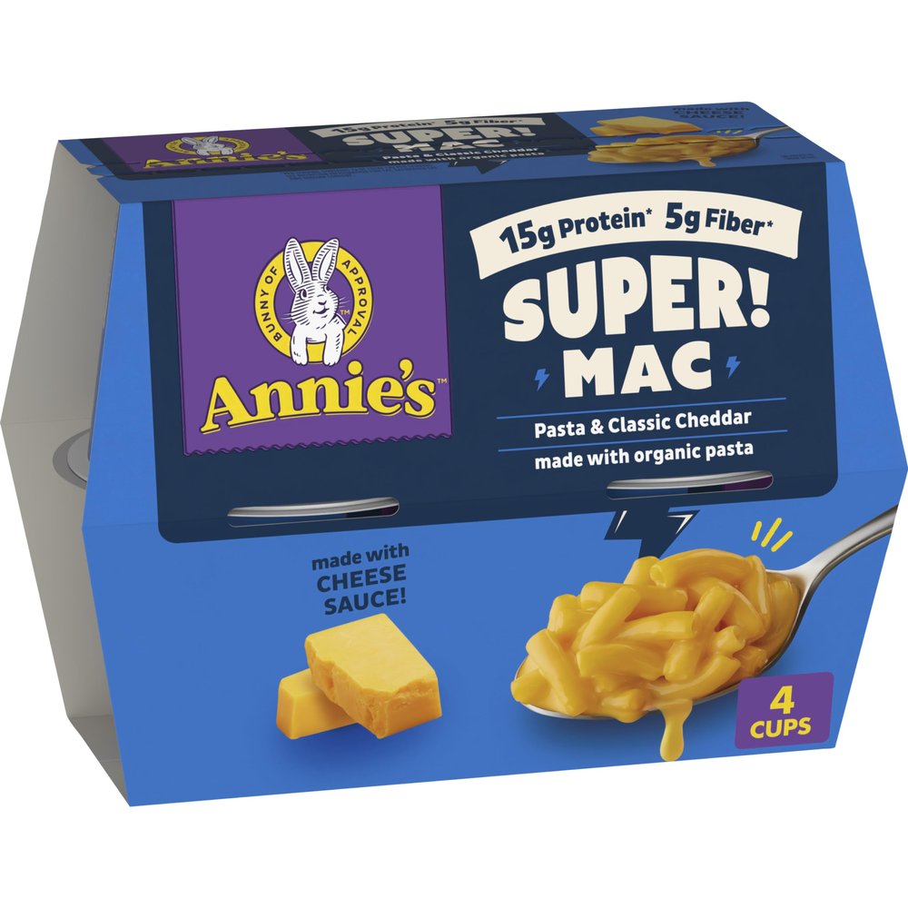 Annie's Super! Mac Microwave Pasta and Classic Cheddar Cups, 4 Ct, 11.44 oz