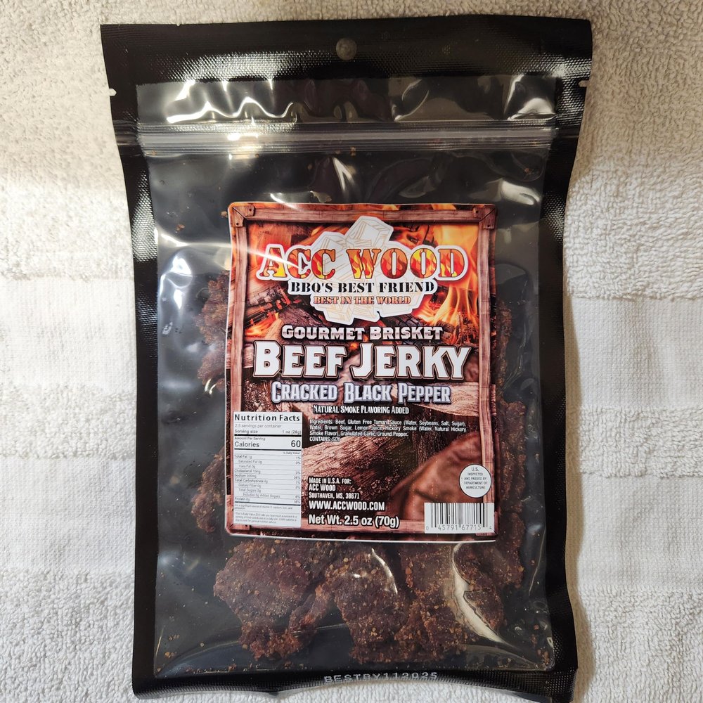 ACC WOOD CRACKED BLACK PEPPER BRISKET BEEF JERKY 2.5oz