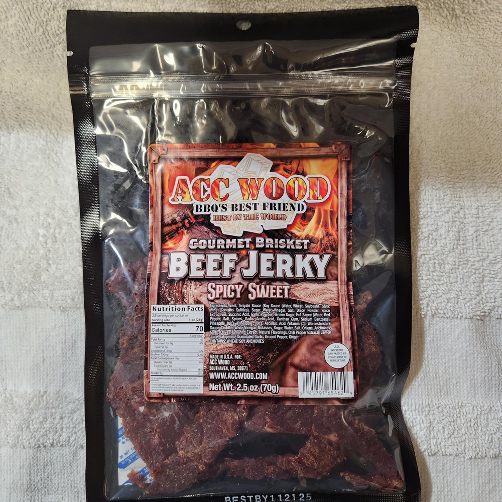 ACC WOOD SPICY & SWEET BRISKET BEEF JERKY 2.5oz.