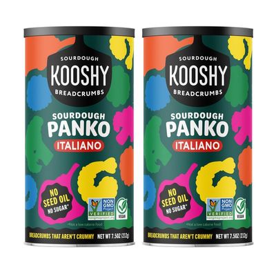 Kooshy Panko Italian Style Breadcrumbs | Vegan, Dairy Free, & Kosher Certified Non GMO Sourdough Bread Crumbs | Meatballs, Meat Cutlets, Vegetables, Meatloaf, Mac & Cheese (Italiano | 7.5 oz / 2 Pack)