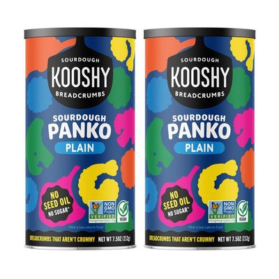 Kooshy Plain Panko Breadcrumbs | Vegan, Dairy Free, & Kosher Certified Non GMO Sourdough Bread Crumbs for Meatballs, Meat Cutlets, Vegetables, Meatloaf, & Mac and Cheese (Plain | 7.5 oz / 2 Pack)