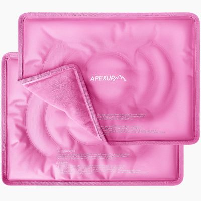 APEXUP Gel Ice Packs for Injuries Reusable, Flexible Double Sided Cold Packs for Injuries, Ice Pack for Knee, Shoulder, Back, Hip, Leg, Arm (Pink, 15"x11", 2PK)