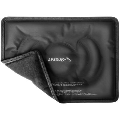 APEXUP Gel Ice Packs for Injuries Reusable, Flexible Double Sided Cold Packs for Injuries, Ice Pack for Knee, Shoulder, Back, Hip, Leg, Arm (Black, 15"x11", 1PK)