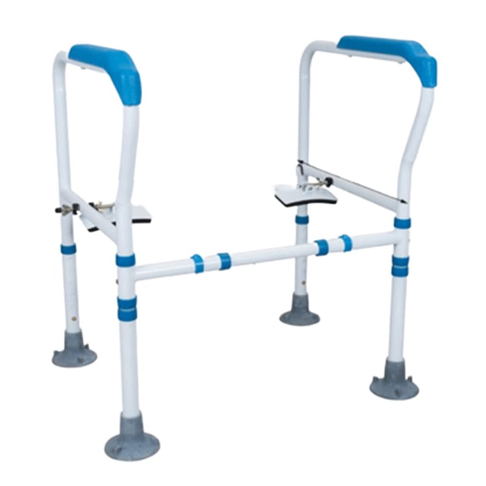 Psmpeng Compact Toilet Safety Rails Stand Alone Folding Handrails Adjustable Toilet Safety Frame Toilet Seat Grab Bar Fits Most Toilets Support Frame(A)