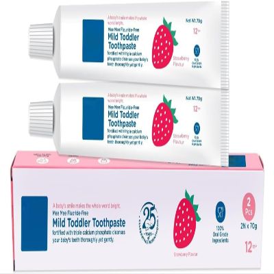 DURJA Fluoride-Free Baby Toothpaste for Kids & Toddlers,Fortified with Triple Calcium Phosphate, Cavity Protection, Oral Care, Best for Baby 1-5 Years, 70 gram (Strawberry, Pack of 2)...