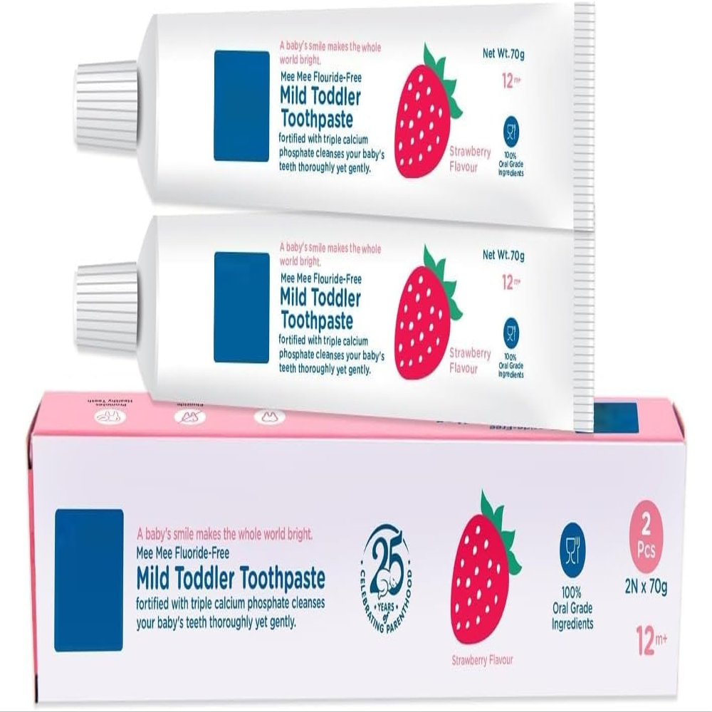 DURJA Fluoride-Free Baby Toothpaste for Kids & Toddlers,Fortified with Triple Calcium Phosphate, Cavity Protection, Oral Care, Best for Baby 1-5 Years, 70 gram (Strawberry, Pack of 2)...
