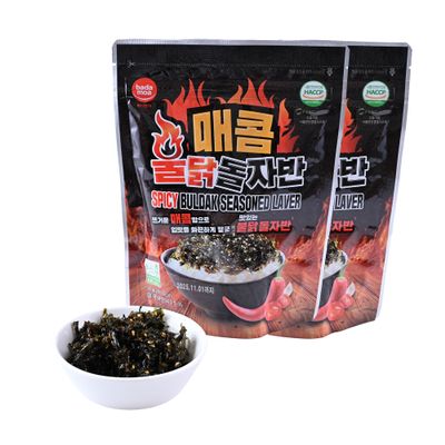 Korean Spicy Seasoned Seaweed Flake Snack 2 Pack - Hot Buldak Flavor ( ) Furikake, Roasted Seaweed Sheets, Savory Healthy Snack, Easy Snacking with Individual Packs - Authentic Korea