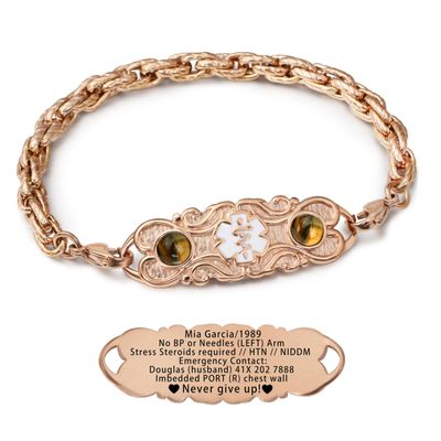ASTERY Custom Medical Alert Bracelets for Women with Free Engraving,Personalized Emergency Identification ID Bracelet with Natural Stone