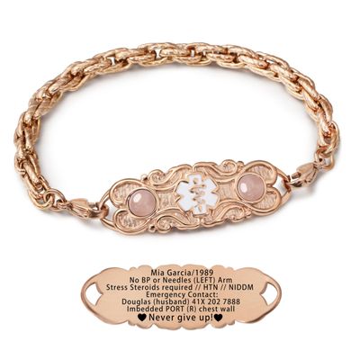ASTERY Custom Medical Alert Bracelets for Women with Free Engraving,Personalized Emergency Identification ID Bracelet with Natural Stone
