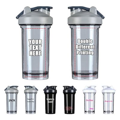 APZNBYR Customized Plastic Shaker Bottles Heat-resistant Thickened Bottom, Custom Protein Shaker Cup for Sports Fitness Gym, Customizable Shaker Bottles for Protein Mixes Transparent Design, Gray
