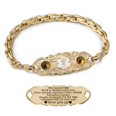 ASTERY Custom Medical Alert Bracelets for Women with Free Engraving,Personalized Emergency Identification ID Bracelet with Natural Stone