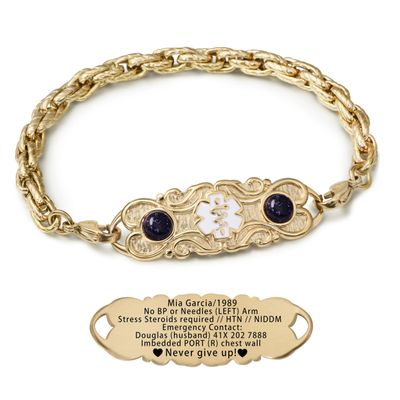 ASTERY Custom Medical Alert Bracelets for Women with Free Engraving,Personalized Emergency Identification ID Bracelet with Natural Stone