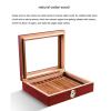 Cigar Box Portable Transparent Skylight Cigar Moisturizing Box Natural Cedar Piano Paint Cigar Moisturizing Cabinet Cigar Storage Box,A view 3