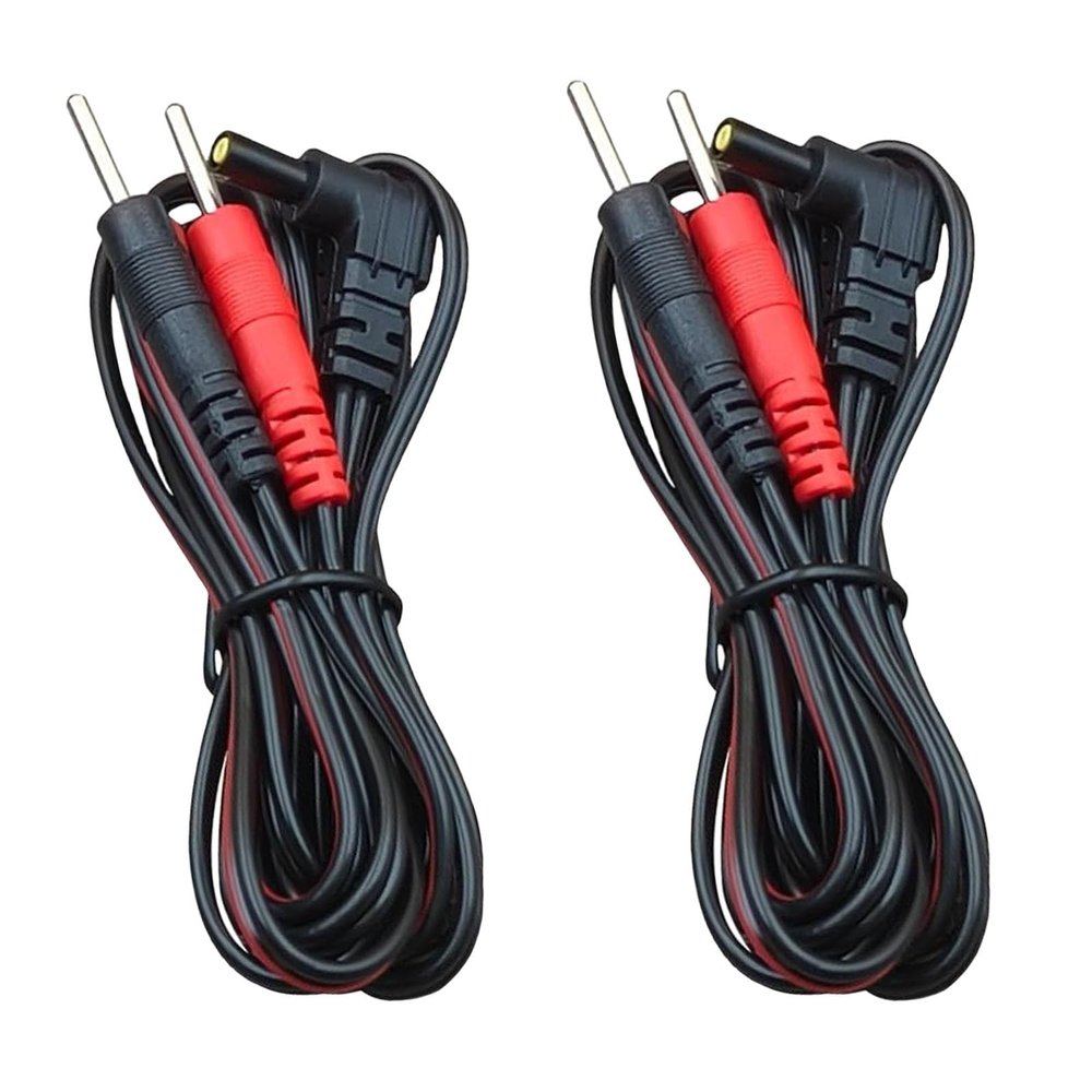 2 Packs TENS Unit Electrode Lead Wires, Premium TENS Electrodes Wire Replacement 2.35mm Shielded Plug TENS to 2mm Pin Electrode Cables Compatible with TENS 7000, Nicwell Care - (Not Fit EMPI Device)