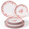 Trendables Disposable Plates For Party Supplies | Pink Floral Plastic Plates For Wedding 40 Pcs - 20 X 8 & 20 X 10 Dinner Plate Sets | Floral Plate Set Disposable Plastic Dinnerware Sets view 1