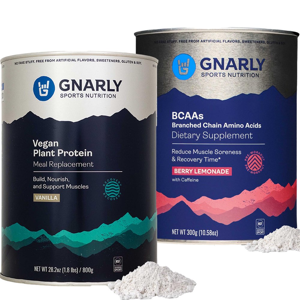 Gnarly Nutrition Gnarly Vegan Plant Protein, Meal Replacement - Vanilla (28.2oz) BCAAs Berry Lemonade (10.58oz)