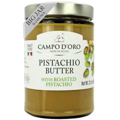 Campo D'Oro - Italian Pistachio Butter Cream, Big Jar 21.2 oz (600g), Famil Size, Sicilian Rich & Nutty Pistachio Spreand Cream for Dubai Chocolate Bars, Product of Italy