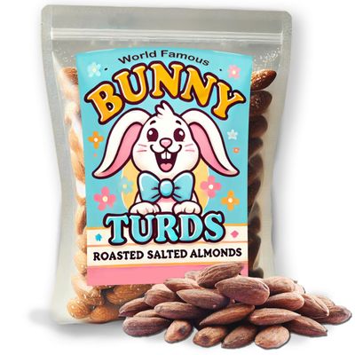 Bunny Turds - Gourmet Roasted Almonds with a Funny Easter Twist - Perfect for Gift Baskets, Egg Hunts, and Laugh-Out-Loud Snacking