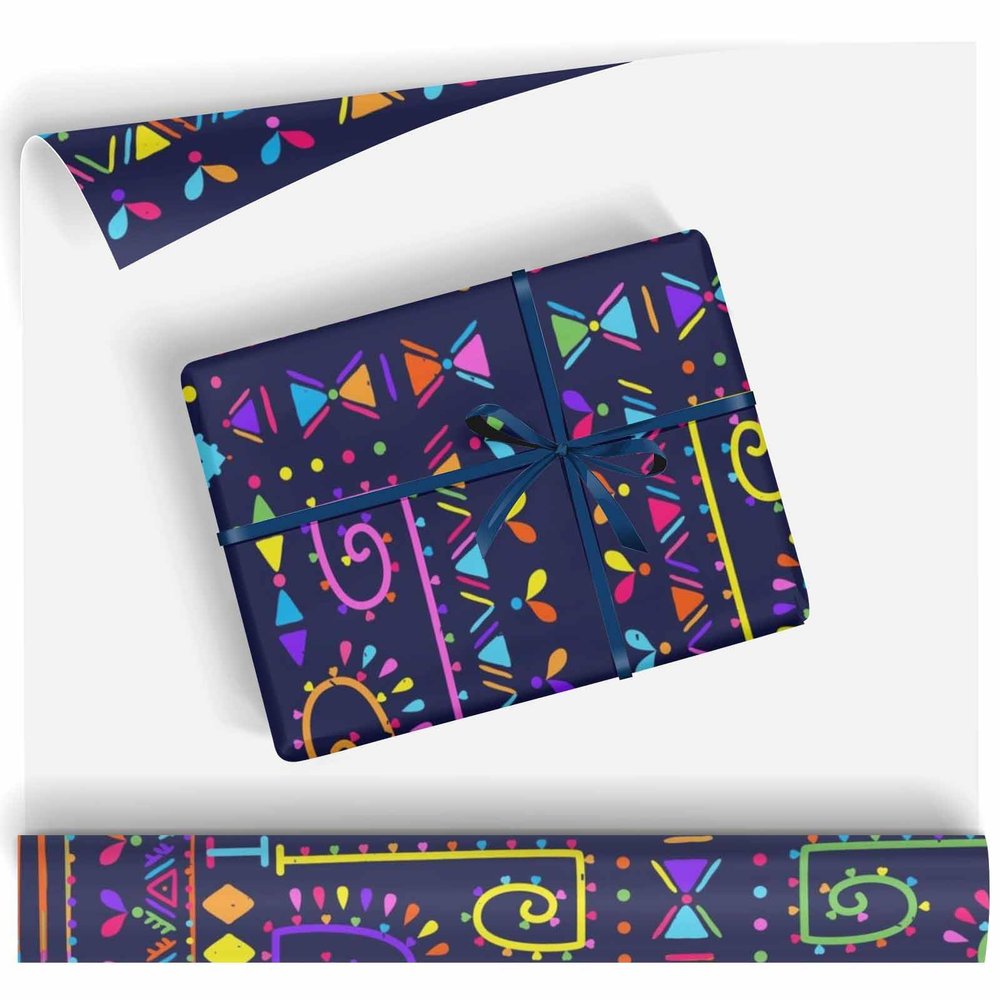Rainbow Man-Dala Elephant Wrapping Paper for Christmas Halloween Party Gift Wrap Packing Paper for Sister Girlfriend 58"(W) X 23"(L)(Print-10,58"x 23")