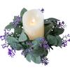 4 Pcs Artificial Lavender Candle Rings Eucalyptus Leaves Wreaths Small Boho Wreath Pillar Candle Holder for Spring Easter Wedding Home Door Tabletop Decoration (Purple) view 2