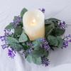 4 Pcs Artificial Lavender Candle Rings Eucalyptus Leaves Wreaths Small Boho Wreath Pillar Candle Holder for Spring Easter Wedding Home Door Tabletop Decoration (Purple) view 4
