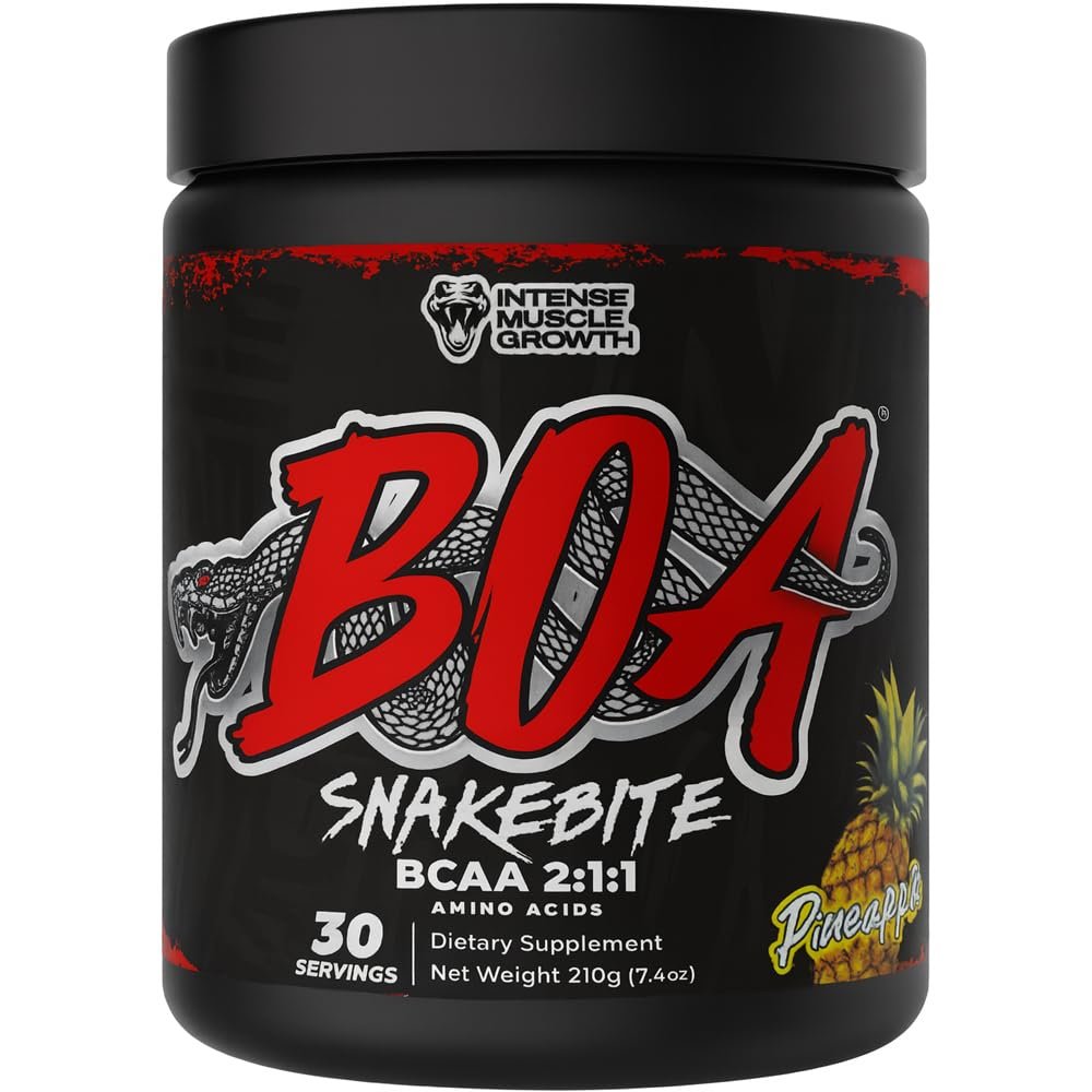 BOA Snakebite BCAA 2:1:1 Amino Acids Powder | Muscle Recovery, Endurance & Hydration | Vegan, Sugar Free | 30 Servings (Choose Flavor) (Pineapple)