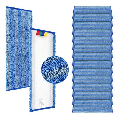 15 Pack Replacement Microfiber Mop Pad Universal 17-18" Heavy Duty Reusable Refill Thick Commercial Cleaning Pad for Wet & Dry Use - 18in Flat Mop Head (Trapezoid)