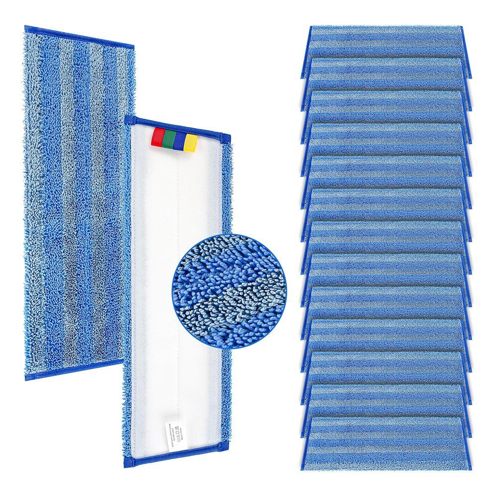 15 Pack Replacement Microfiber Mop Pad Universal 17-18" Heavy Duty Reusable Refill Thick Commercial Cleaning Pad for Wet & Dry Use - 18in Flat Mop Head (Trapezoid)