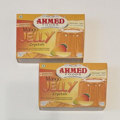 Ahmed Foods Mango Jelly Crystals, Instant Set Jello 70g (2 Packs) - Certified Halal