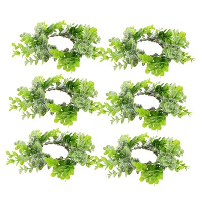 Alipis 6pcs Realistic Simulated Eucalyptus Leaves Greenery Candle Ring Wreath for Aesthetic Room Decor