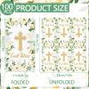 100PCS White Floral Religious Paper Napkins 3 Ply Blessed Cross Disposable Hand Towels for Bathroom Decorative Eucalyptus Guest Napkins for Wedding First Communion Religious Party Supplies view 2