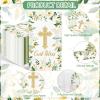 100PCS White Floral Religious Paper Napkins 3 Ply Blessed Cross Disposable Hand Towels for Bathroom Decorative Eucalyptus Guest Napkins for Wedding First Communion Religious Party Supplies view 3