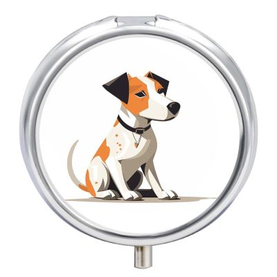 Sad Dog Round Pill Box Travel Portable Pill Case 23 Compartment Medicine Metal Tablet Vitamin Holder Organizer for Purse Pocket