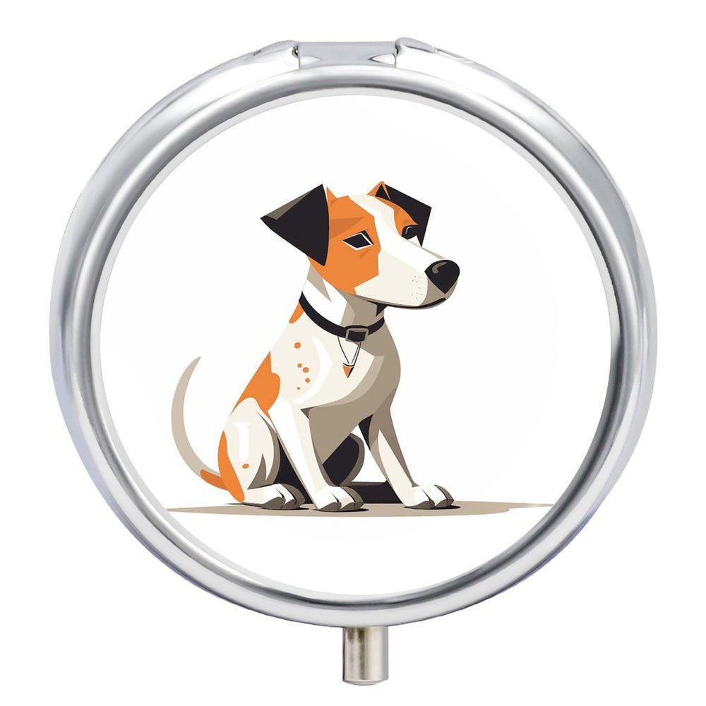 Sad Dog Round Pill Box Travel Portable Pill Case 23 Compartment Medicine Metal Tablet Vitamin Holder Organizer for Purse Pocket