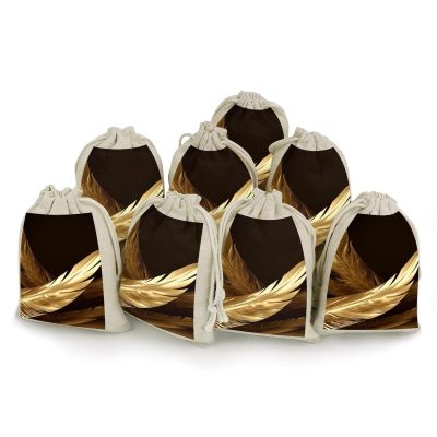 TKJMCSW Golden Feathers Drawstring Gift Bags 8PCS Muslin Bags Drawstring Bags Small Drawstring Bags Gift Bags with Drawstring Gift Wrap Bags Drawstring Drawstring Pouch