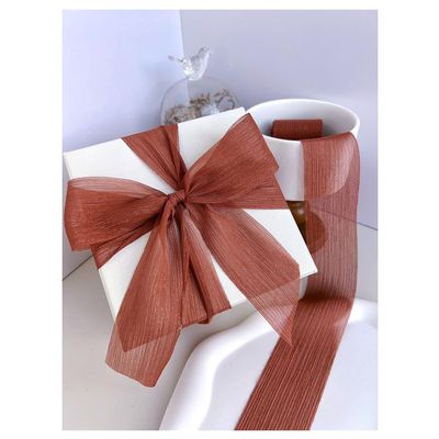 6 PCS Chiffon Ribbon 1.57 Inches x5.46 Yards, Ruffled Mesh Bright Silk Accessories, Silk Ribbon Gifts Flowers Wedding Invitations, Bouquets Packaging Decoration