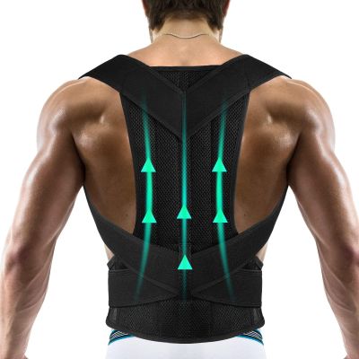 YHdtUO XS-4XL Plus Size Posture Corrector For Women And Men, Adjustable Back Support Lumbar Brace, Relief And Improve Posture For Neck, HunchBack And Shoulder (Black XL)