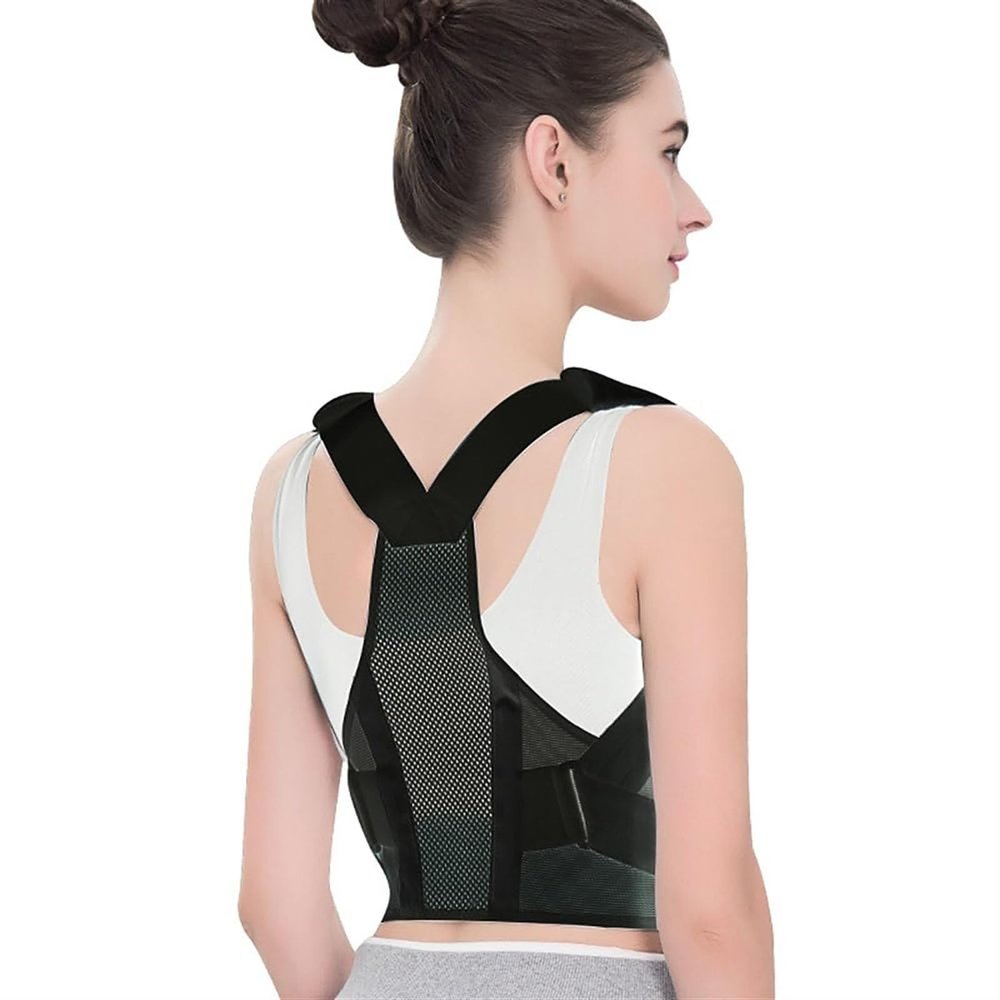 YHdtUO Breathable Mesh Posture Corrector Back Brace For Men Women Back Full Support Belt Adjustable Straps Spinal Support Belt Relief Back Shoulder Neck Clavicle Pain (Black XL)