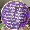 11 Year AA Medallion Elegant Purple Glitter Gold Silver Sobriety Chip Serenity Prayer Back view 4