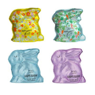 Baby Bunny Swiss Milk Chocolate, 100g, Easter Hollow Chocolate - Random Design (1 Pack)