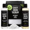 CARON & DOUCET New Ultimate Cast Iron Set: Seasoning Oil, Cleaning Soap & Restoring Scrub | 100% Plant-Based & Best for Cleaning Care, Washing, Restoring & Seasoning Skillets, Pans & Grills! view 1
