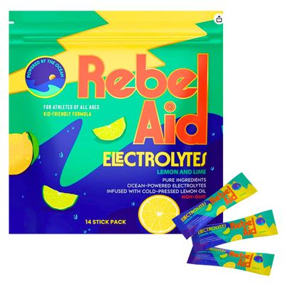 Rebel Aid Lemon/Lime Electrolyte Powder Clean Hydration for Kids & Teens, Natural Minerals, Non GMO 14 Stick Packs