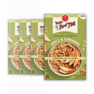 Bob's Red Mill Instant Oatmeal, Apple & Cinnamon, 24 Packets Total, Non-GMO, Gluten Free, Whole Grain