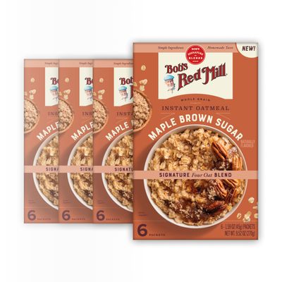 Bob's Red Mill Instant Oatmeal, Maple Brown Sugar, 24 Packets Total, Non-GMO, Gluten Free, Whole Grain