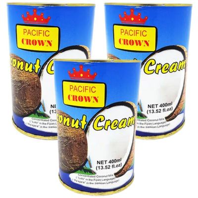 Pacific Crown Coconut Cream (Pack of 3 x 400g) Made From The Finest FIJI Coconuts