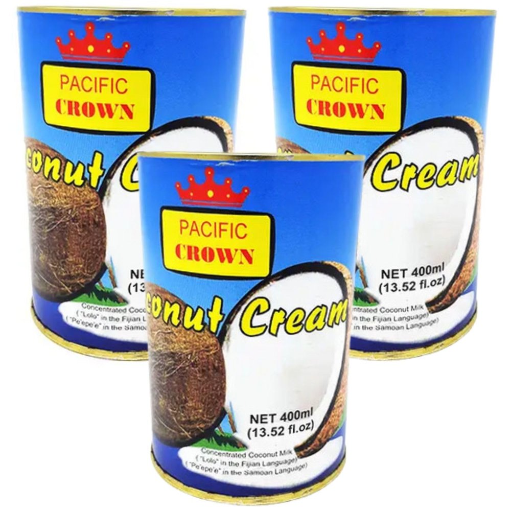 Pacific Crown Coconut Cream (Pack of 3 x 400g) Made From The Finest FIJI Coconuts