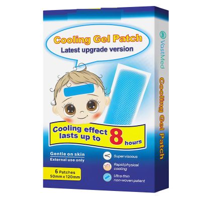 6PCs Cooling Gel Reducing Fever Patch by Omnia ONE | Fever Cooling Patches for Adults, Kids, Babies | Cooling Gel Sheets for Fever, Forehead Relief, 5x12 cm (Blue, 5x12cm)