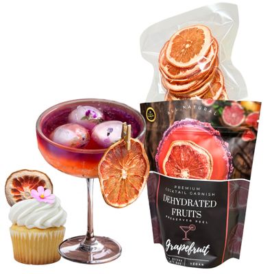 Dried Grapefruit Slices Preserved Peel | 30 Slices | Dehydrated Fruits for Cocktail Garnish & More | Premium Quality | No Preservatives | Healthy | Dried Grapefruits - Drinks Essentials