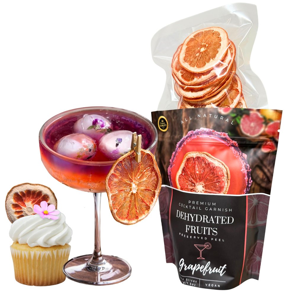 Dried Grapefruit Slices Preserved Peel | 30 Slices | Dehydrated Fruits for Cocktail Garnish & More | Premium Quality | No Preservatives | Healthy | Dried Grapefruits - Drinks Essentials