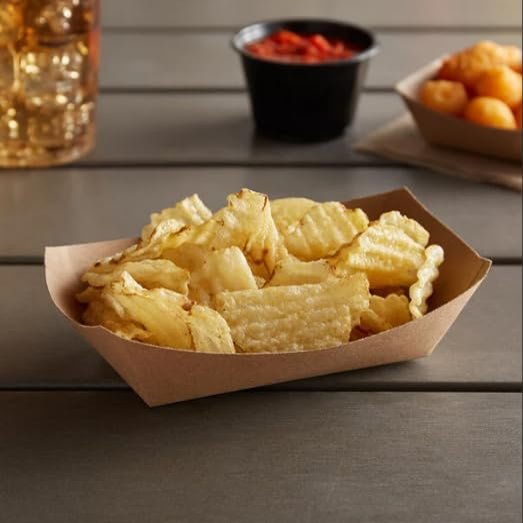 1LB Paper Food Tray Kraft Stackable Microwavable Disposable (100)